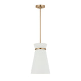 Veronica Pendant 10", Satin Brass and White Linen