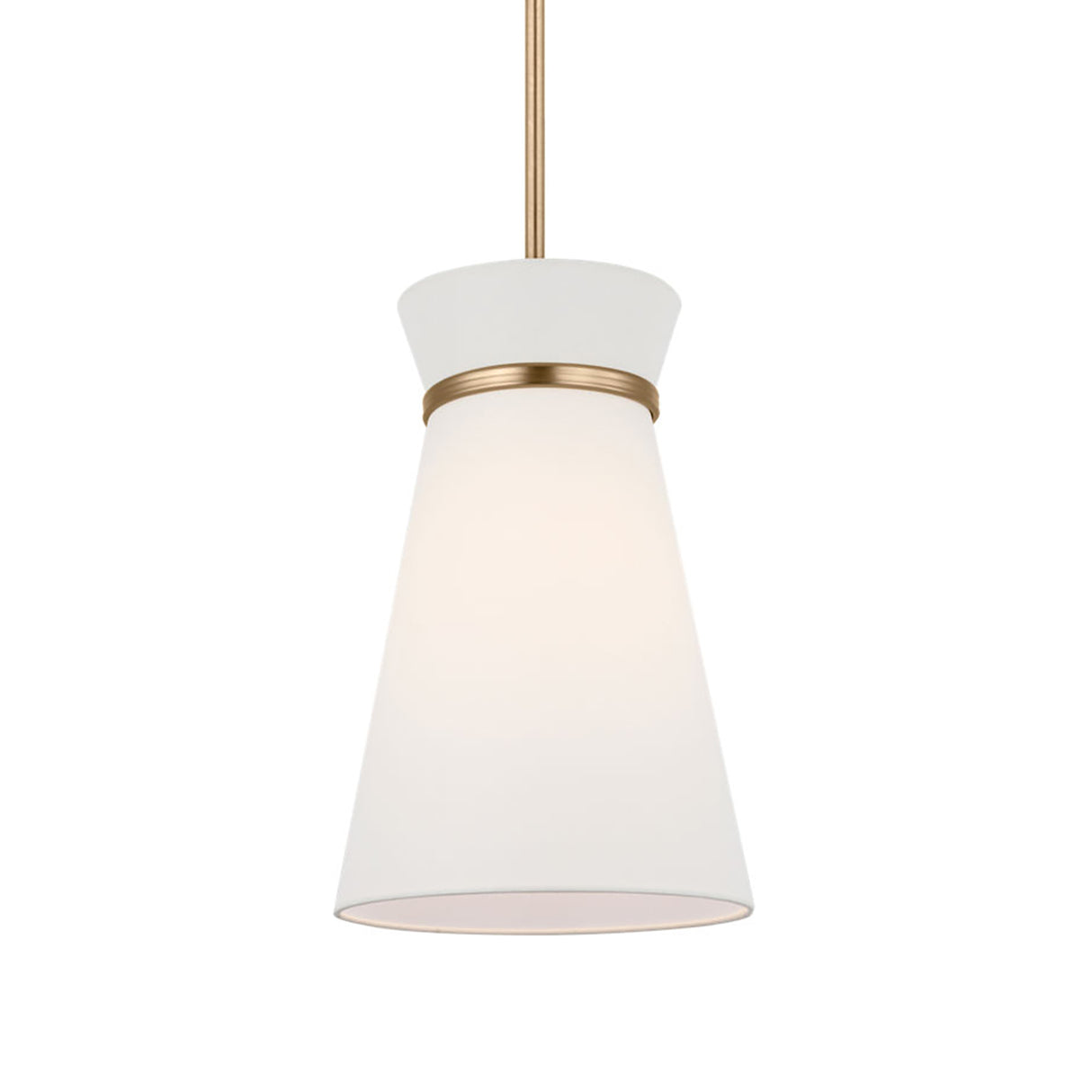 Veronica Pendant 10", Satin Brass and White Linen