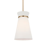 Veronica Pendant 10", Satin Brass and White Linen