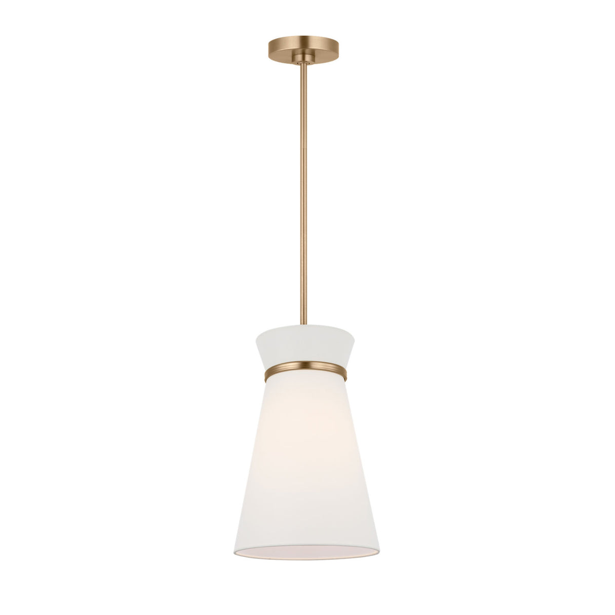 Veronica Pendant 10", Satin Brass and White Linen