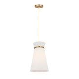 Veronica Pendant 10", Satin Brass and White Linen