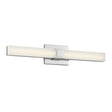 Wendell LED Vanity Light 24", Chrome, three-quarter view of the glowing frosted bar shade and chrome backplate