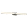 Wendell LED Vanity Light 36", Brushed Nickel, angled view of the lit frosted linear shade and square center accent
