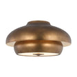 Garnett Semi-Flush 18", Vintage Gilded Brass, from below showing stacked dome shades and white diffuser