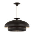 Garnett Large Pendant 24", Aged Iron, front view of stacked dome shades, rod, and canopy with pale interior