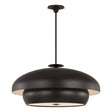 Garnett Extra Large Pendant 36", Aged Iron, front view of the wide dome shade, cream interior, rod and canopy
