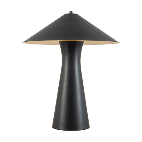 Darnell Table Lamp 21", Urban Bronze, front view showing a wide cone shade with a light interior and tapered base