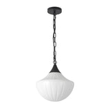 Reva Pendant 12", Matte Black with Vintage Milk Glass