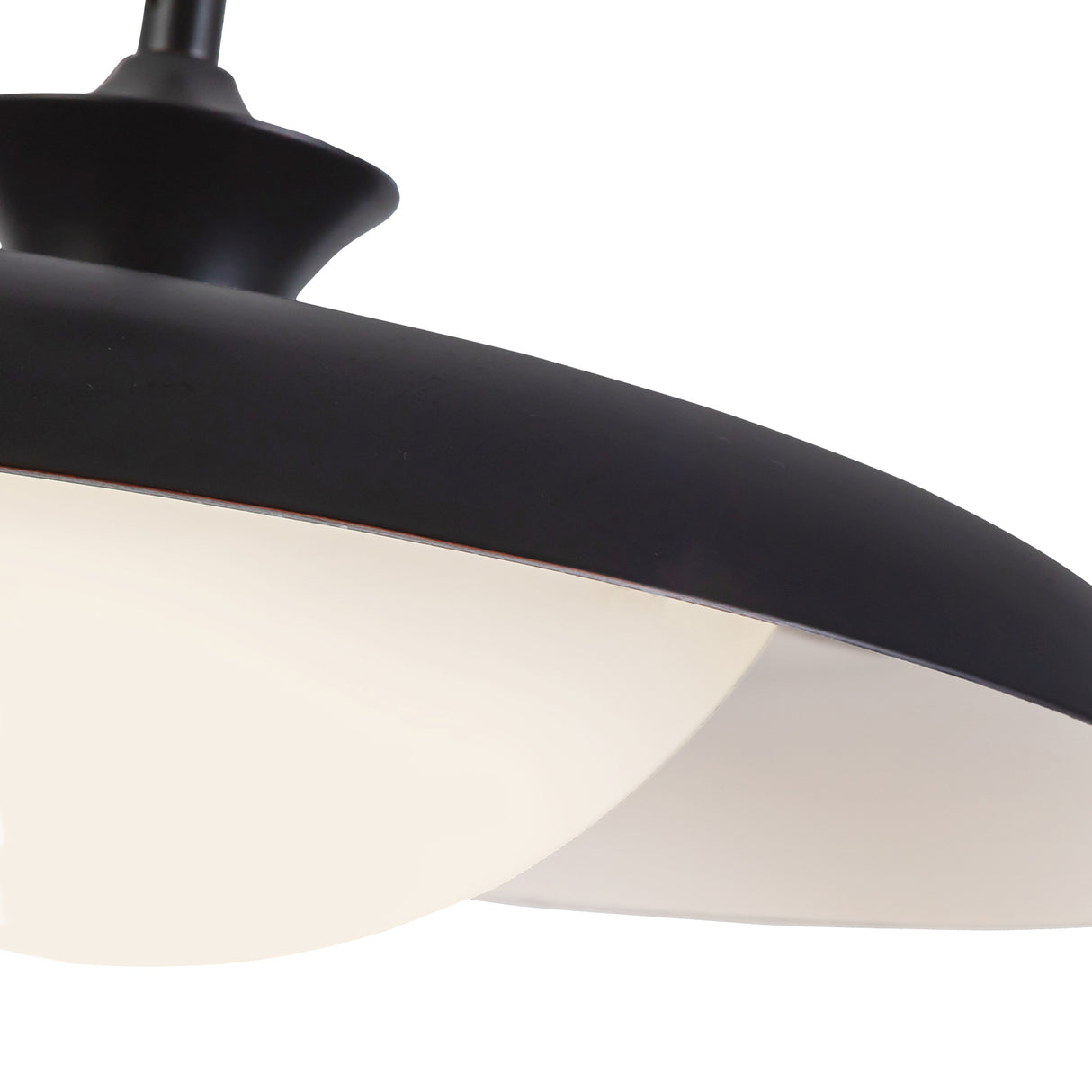 Mabel Metal Pendant 15", Black with Opal Glass