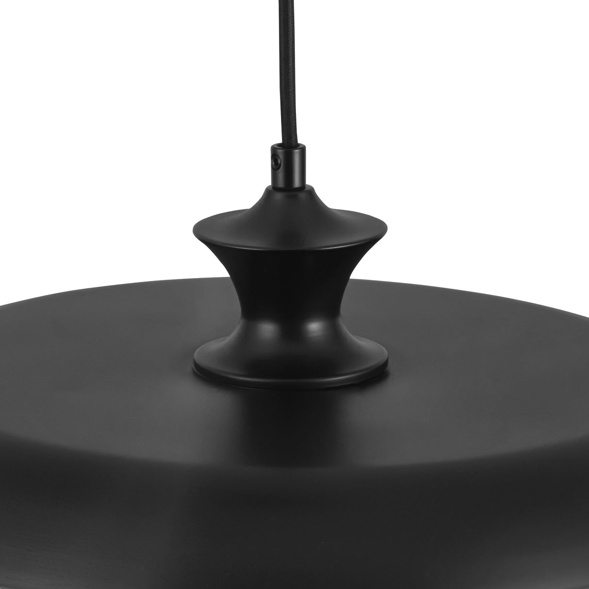 Mabel Metal Pendant 15", Black with Opal Glass