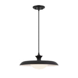 Mabel Metal Pendant 15", Black with Opal Glass