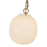 Basile 3 Light Swag Chandelier 7", Brushed Brass and Ribbed Milk Glass