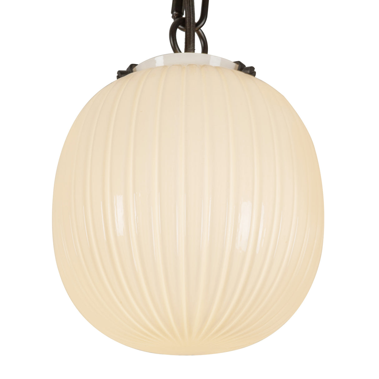 Basile 3 Light Swag Chandelier 7", Matte Black and Ribbed Milk Glass