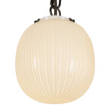 Basile 3 Light Swag Chandelier 7", Matte Black and Ribbed Milk Glass