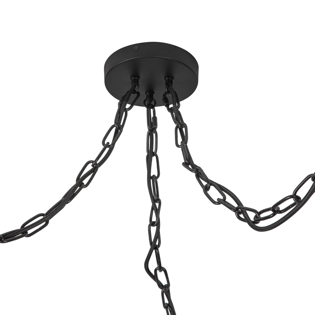 Basile 3 Light Swag Chandelier 7", Matte Black and Ribbed Milk Glass