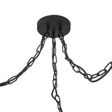 Basile 3 Light Swag Chandelier 7", Matte Black and Ribbed Milk Glass
