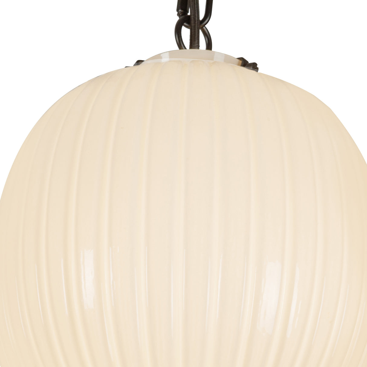 Basile 3 Light Swag Chandelier 12", Matte Black and Ribbed Milk Glass