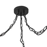 Basile 3 Light Swag Chandelier 12", Matte Black and Ribbed Milk Glass