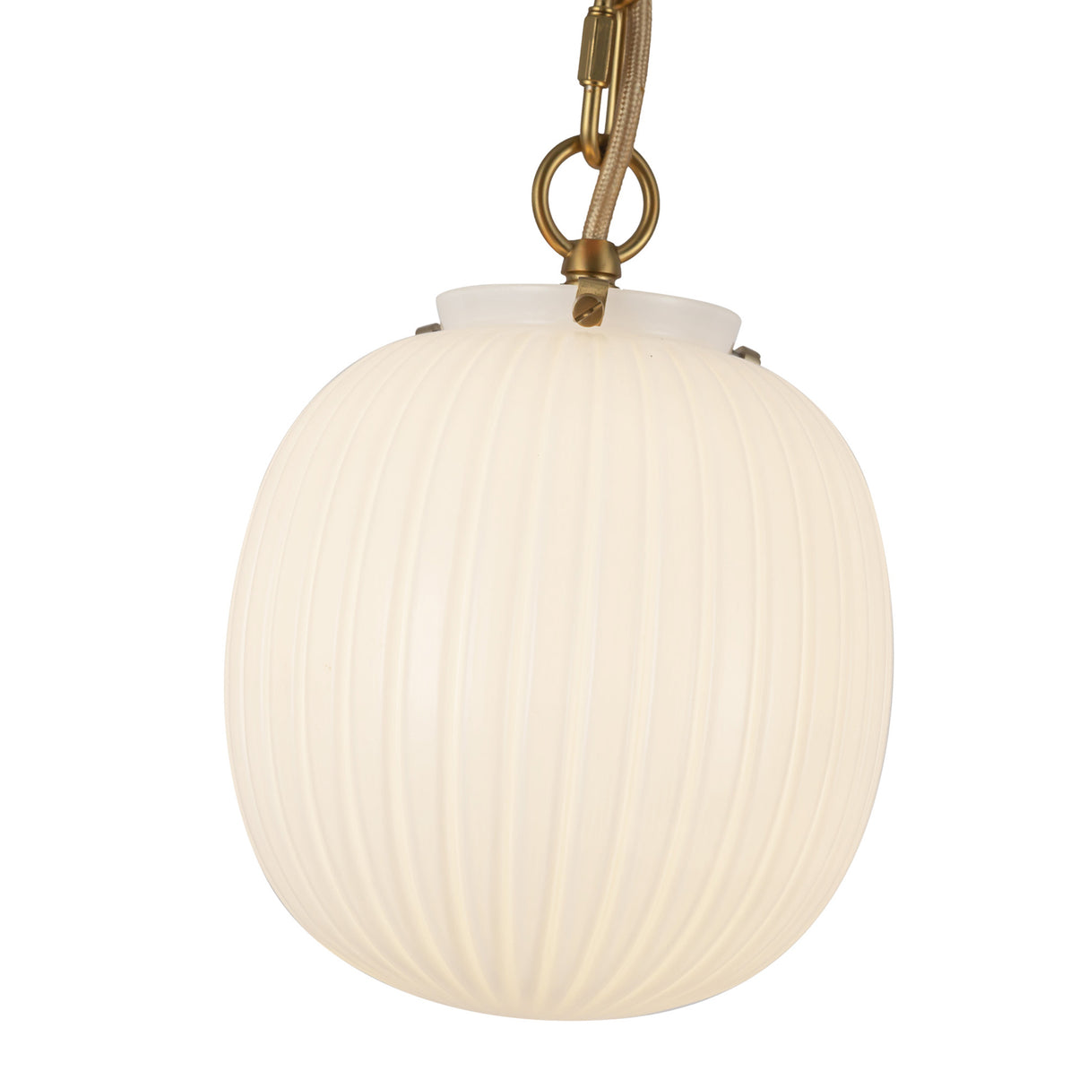 Basile Small Pendant 7", Brushed Brass and Ribbed Milk Glass