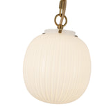 Basile Small Pendant 7", Brushed Brass and Ribbed Milk Glass