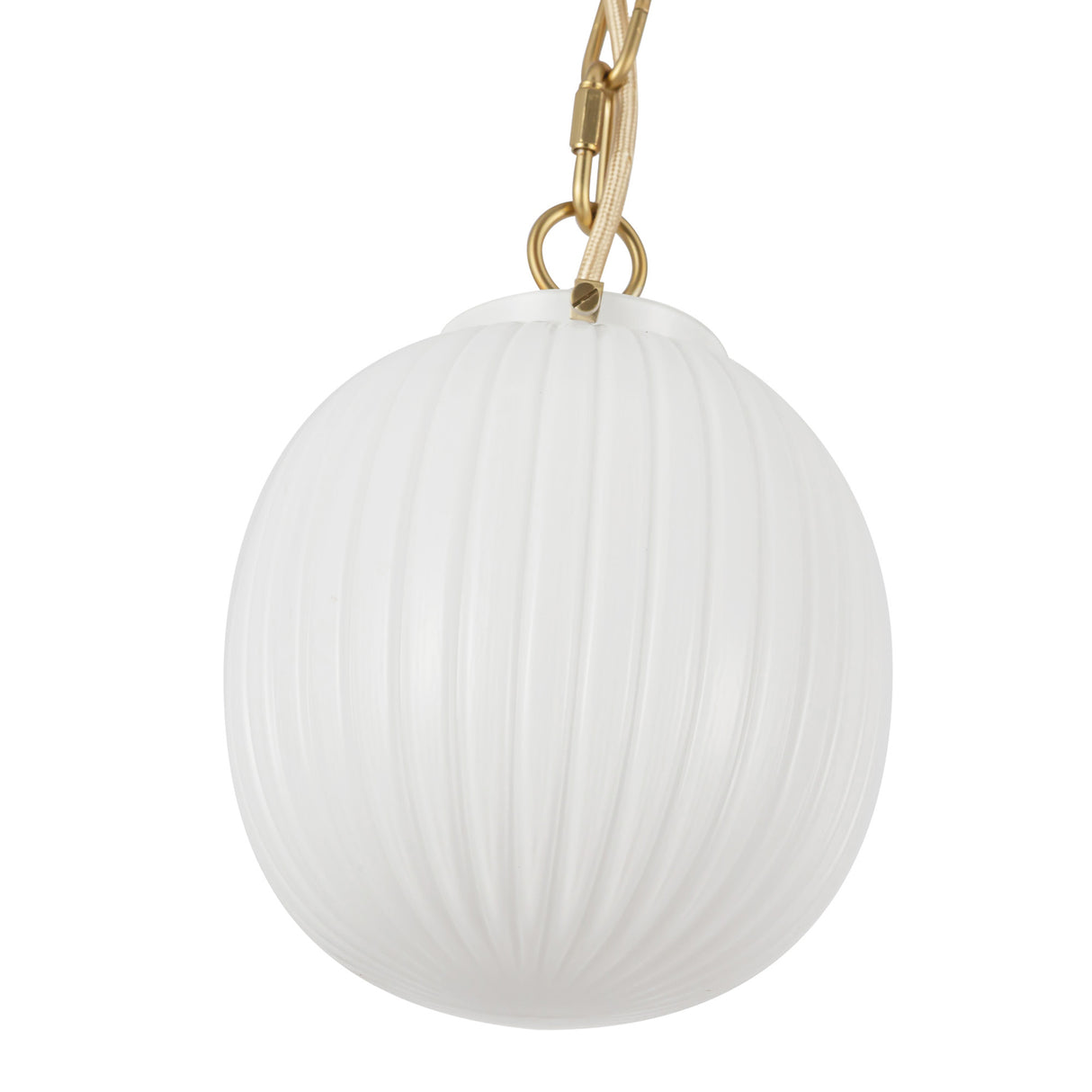 Basile Small Pendant 7", Brushed Brass and Ribbed Milk Glass