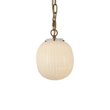 Basile Small Pendant 7", Brushed Brass and Ribbed Milk Glass
