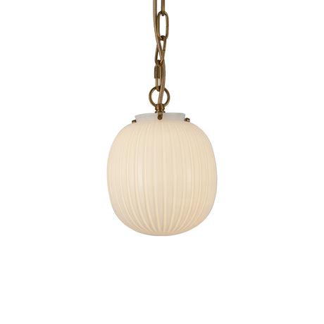 Basile Small Pendant 7", Brushed Brass and Ribbed Milk Glass