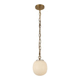 Basile Small Pendant 7", Brushed Brass and Ribbed Milk Glass