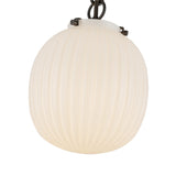 Basile Small Pendant 7", Matte Black and Ribbed Milk Glass