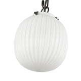 Basile Small Pendant 7", Matte Black and Ribbed Milk Glass