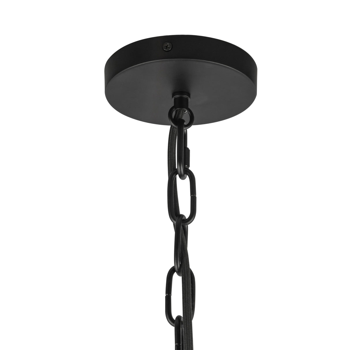 Basile Small Pendant 7", Matte Black and Ribbed Milk Glass