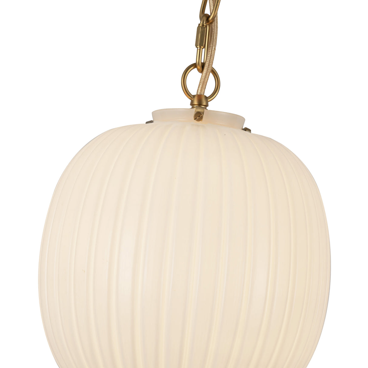 Basile Medium Pendant 12", Brushed Brass and Ribbed Milk Glass