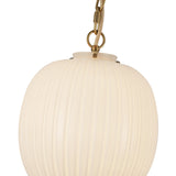 Basile Medium Pendant 12", Brushed Brass and Ribbed Milk Glass