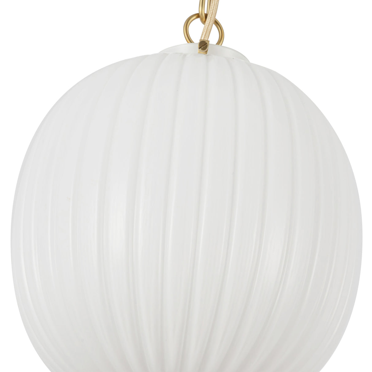 Basile Medium Pendant 12", Brushed Brass and Ribbed Milk Glass
