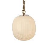 Basile Medium Pendant 12", Brushed Brass and Ribbed Milk Glass