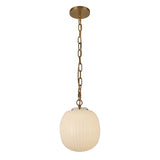 Basile Medium Pendant 12", Brushed Brass and Ribbed Milk Glass