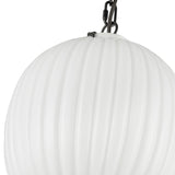 Basile Medium Pendant 12", Matte Black and Ribbed Milk Glass