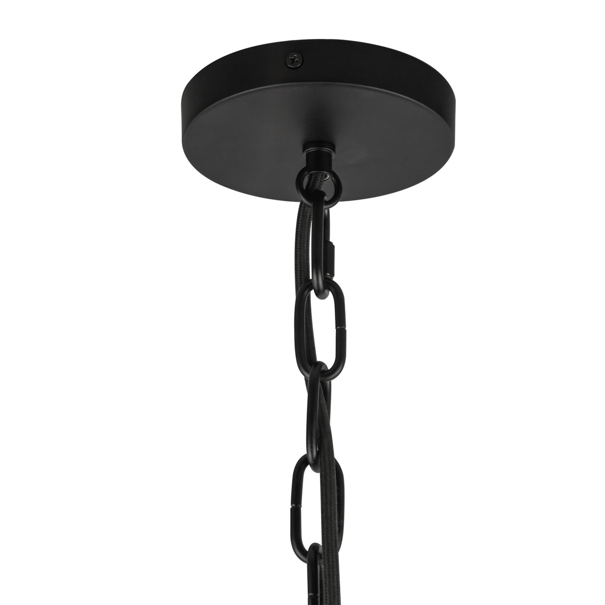 Basile Medium Pendant 12", Matte Black and Ribbed Milk Glass