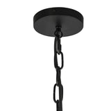 Basile Medium Pendant 12", Matte Black and Ribbed Milk Glass