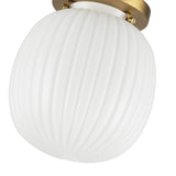 Basile Small Semi-Flush 7", Brushed Brass and Ribbed Milk Glass