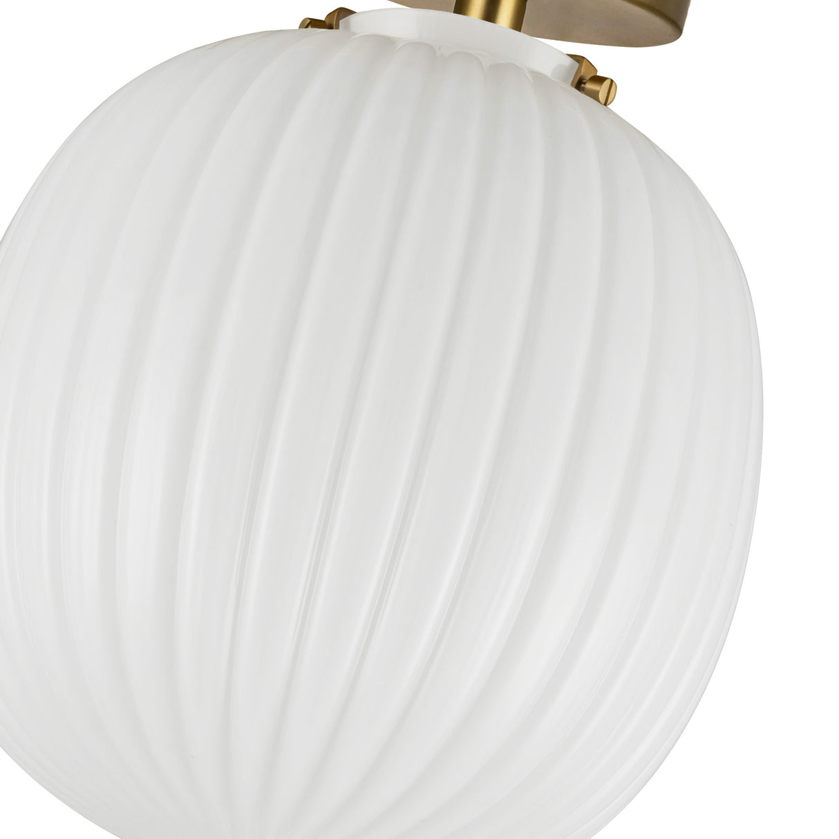 Basile Small Semi-Flush 12", Brushed Brass and Ribbed Milk Glass