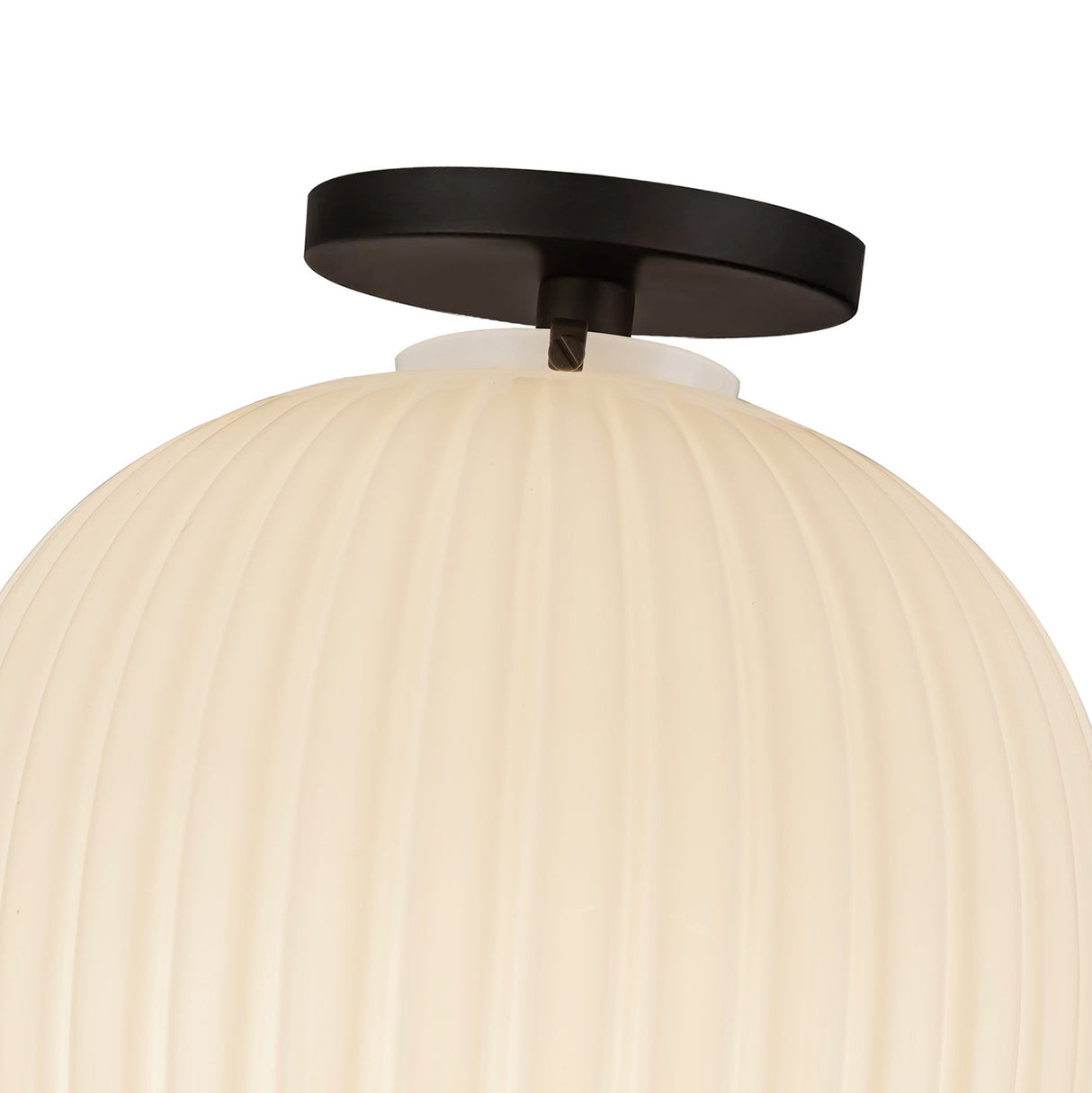 Basile Small Semi-Flush 12", Matte Black and Ribbed Milk Glass