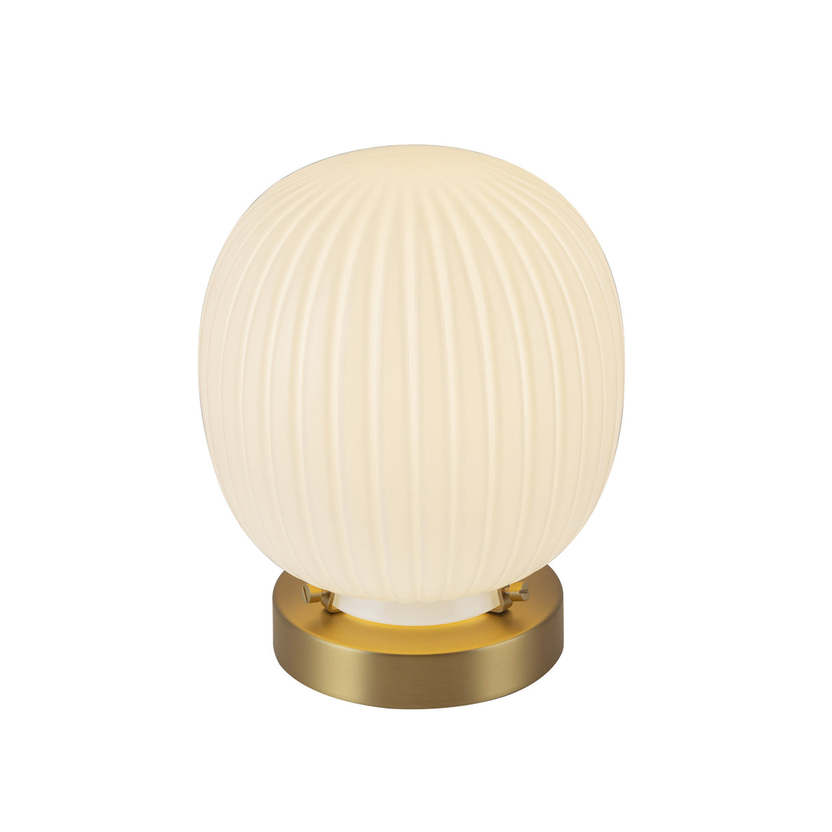 Basile Small Table Lamp 8", Brushed Brass and Ribbed Milk Glass