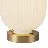 Basile Small Table Lamp 8", Brushed Brass and Ribbed Milk Glass