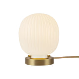 Basile Small Table Lamp 8", Brushed Brass and Ribbed Milk Glass