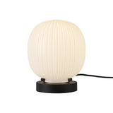Basile Small Table Lamp 8", Matte Black and Ribbed Milk Glass