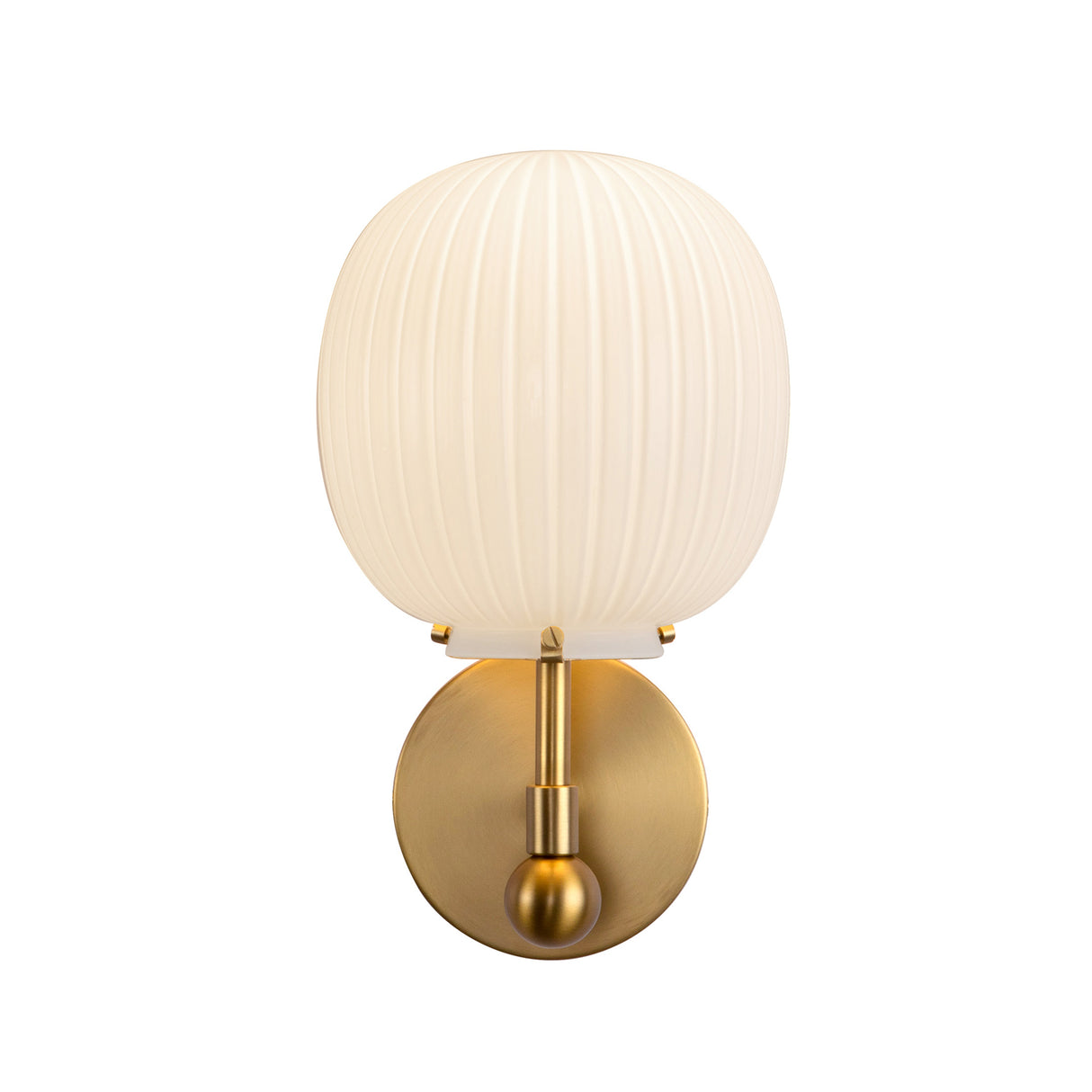 Basile Wall Sconce 12", Brushed Brass and Ribbed Milk Glass