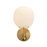 Basile Wall Sconce 12", Brushed Brass and Ribbed Milk Glass