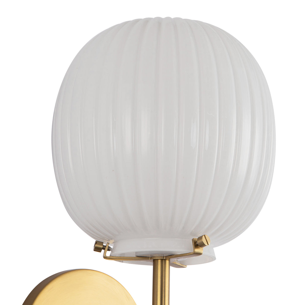 Basile Wall Sconce 12", Brushed Brass and Ribbed Milk Glass