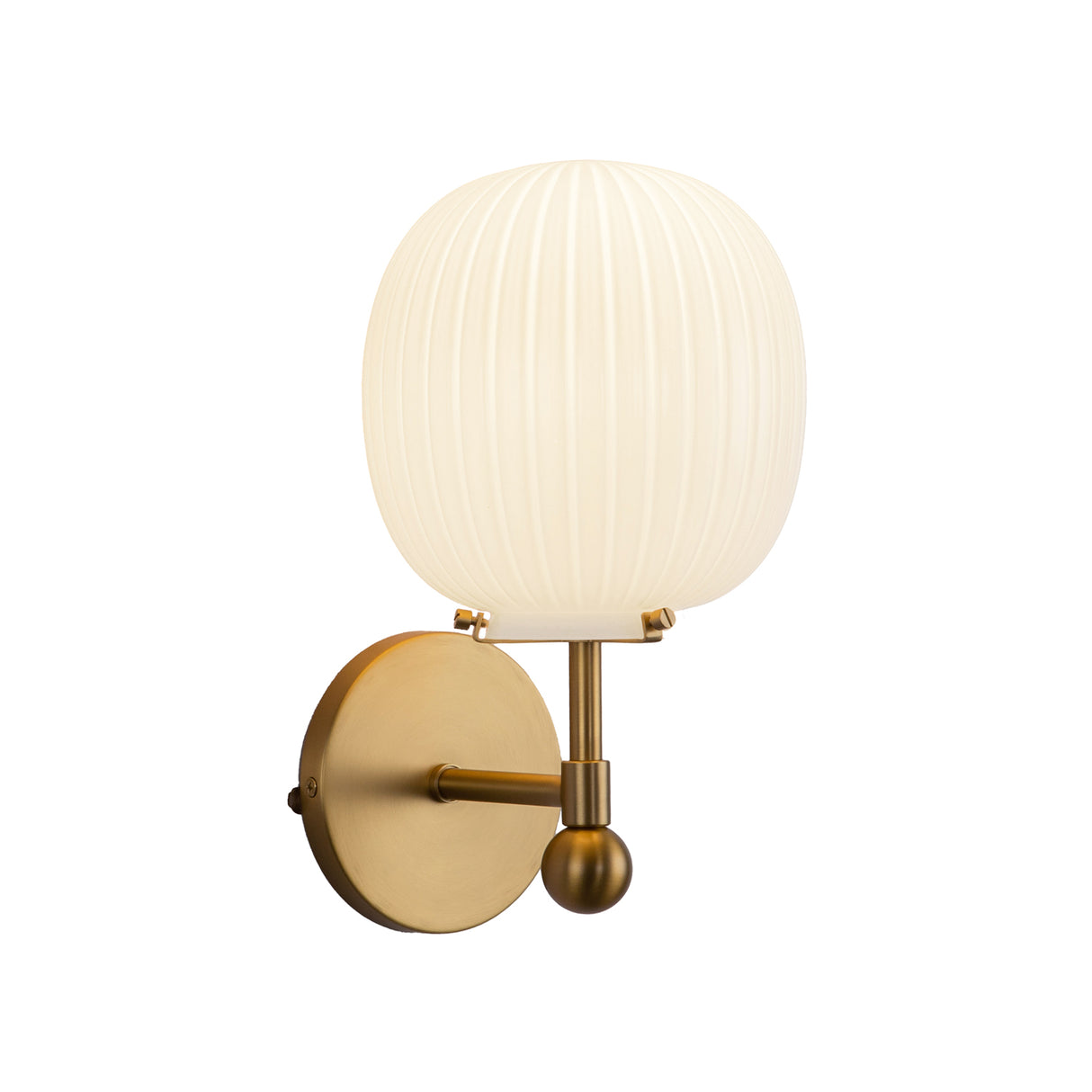 Basile Wall Sconce 12", Brushed Brass and Ribbed Milk Glass